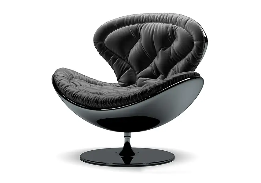 模漾网-1P-黑色皮革休闲蛋壳椅