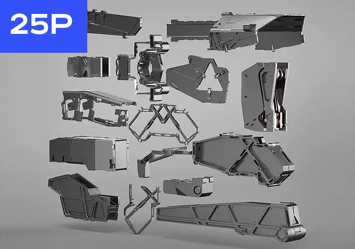 模漾网-25P-硬面机甲-重型结构件模型 Heavy Structural Parts