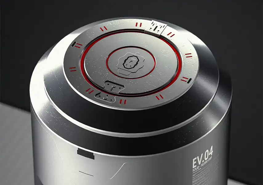 模漾网-1P-顶部控制面板圆形金属音响-EV.04-C4D工程