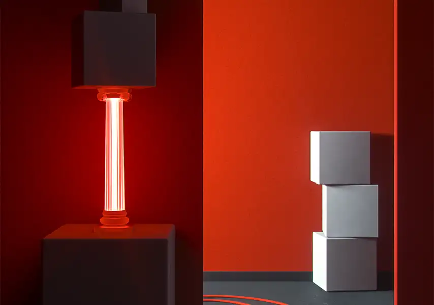 模漾网-1P-红色极简风格室内灯具场景-Octane-Lamp-C4D工程