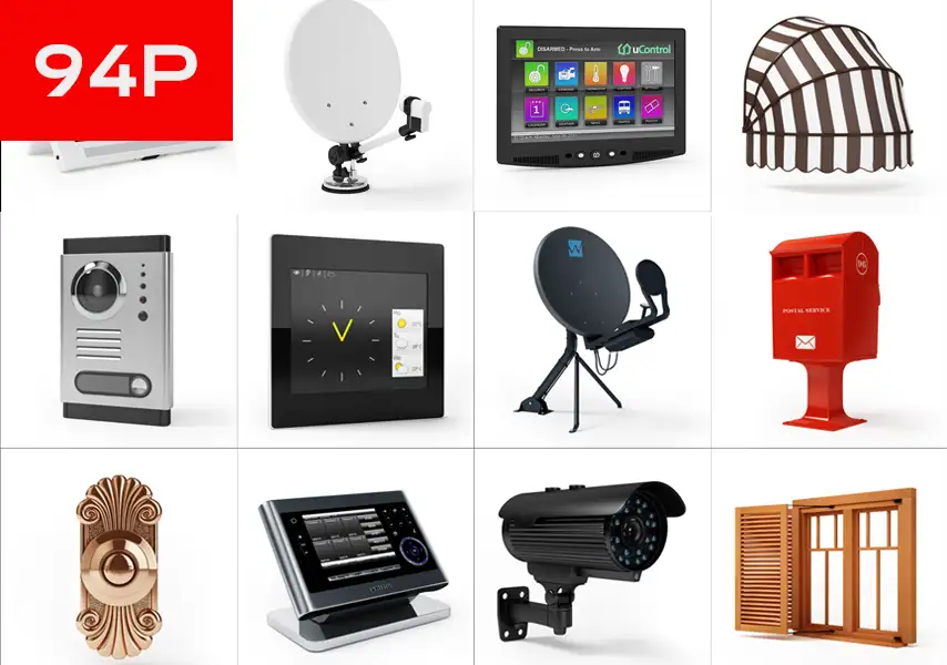 模漾网-94P-家庭设备-卫星可视电话面板摄像头窗户邮箱-Evermotion Archmodels Vol 95