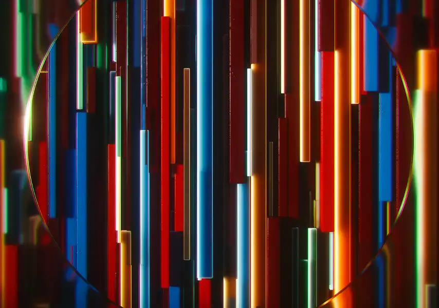 模漾网-1P-密集垂直彩色细长圆柱体场景-Octane – Hole-C4D工程