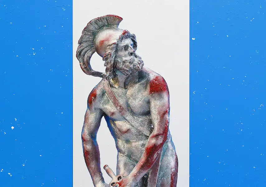 模漾网-1P-身着古希腊头盔男性人物雕塑-Octane-Φιλοποίμην-C4D工程