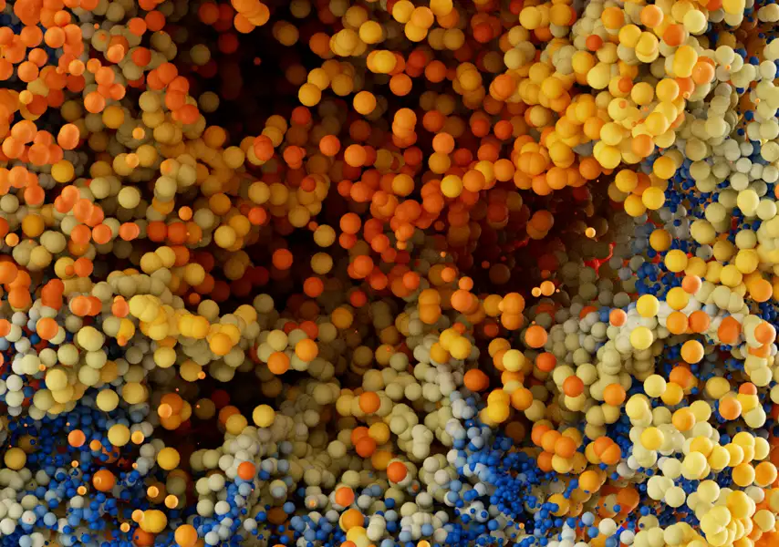 模漾网-1P-C4D粒子流体球体随机颜色喷射-OCTANE-动画工程