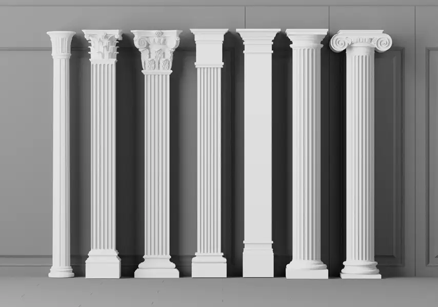 模漾网-7P-罗马柱石膏柱装饰柱-C4D模型