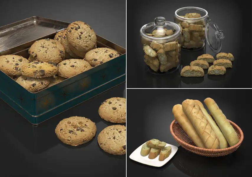 模漾网-40P-食物食材厨房奶酪坚果摆设-模型集合