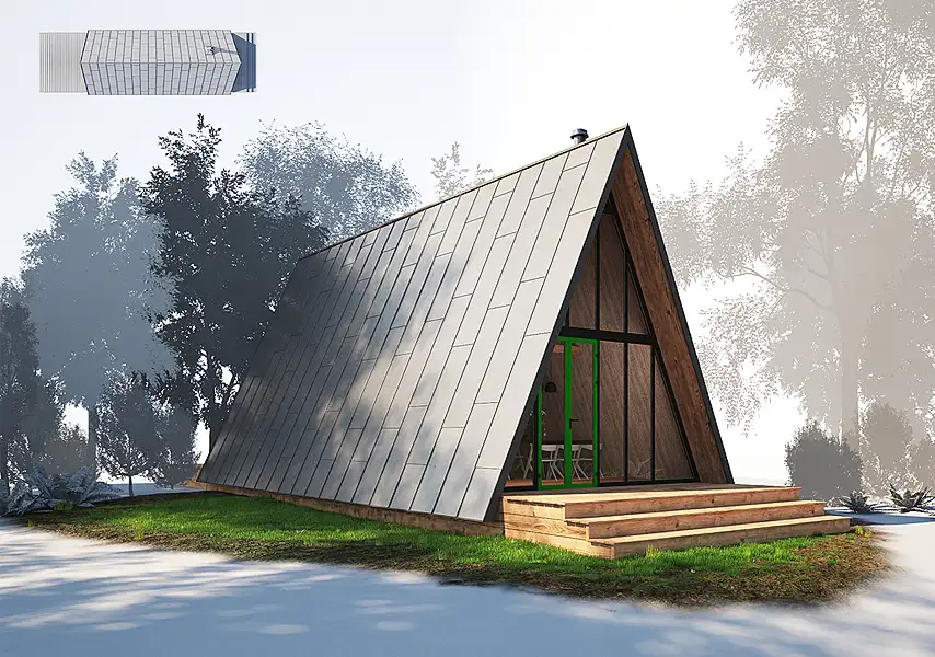 模漾网-1P-欧式别墅-木屋别墅木屋建筑模型-08 wooden villa