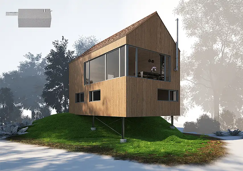 模漾网-1P-欧式别墅-木屋别墅木屋建筑模型-11 wooden villa