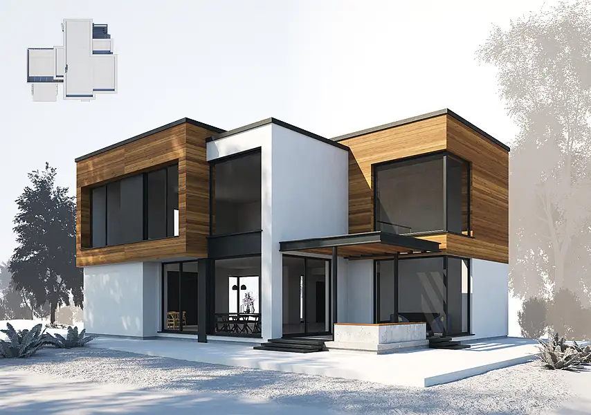 模漾网-1P-欧式别墅-两层木屋别墅现代建筑模型-22 building