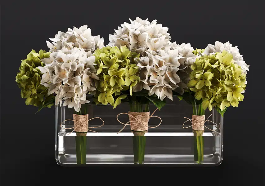 模漾网-1P-绣球花玻璃容器室内摆件-模型