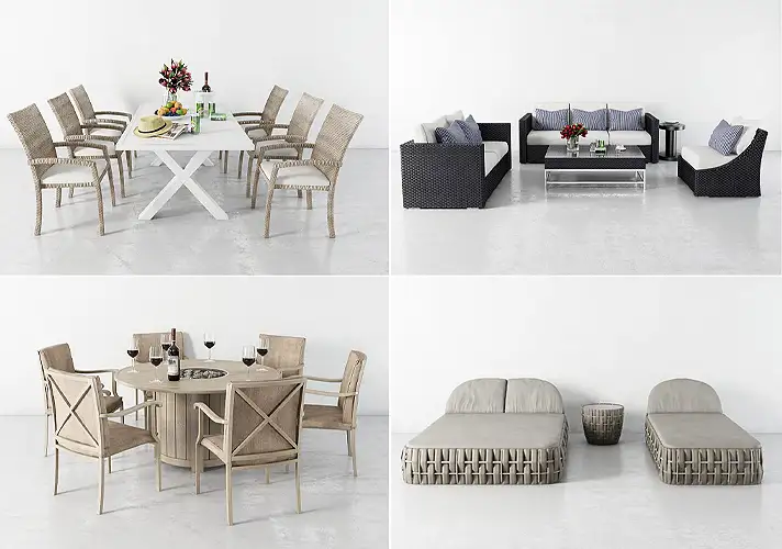 模漾网-24P-室内户外家庭真皮布艺沙发桌椅客厅会议组合-模型合集