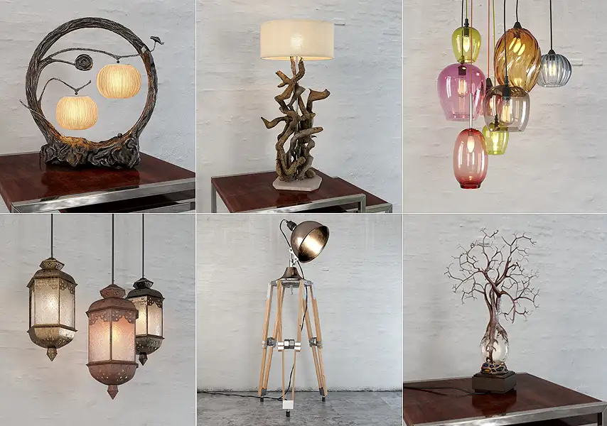 模漾网-36P-灯具装饰彩色灯台灯吊灯-模型合集