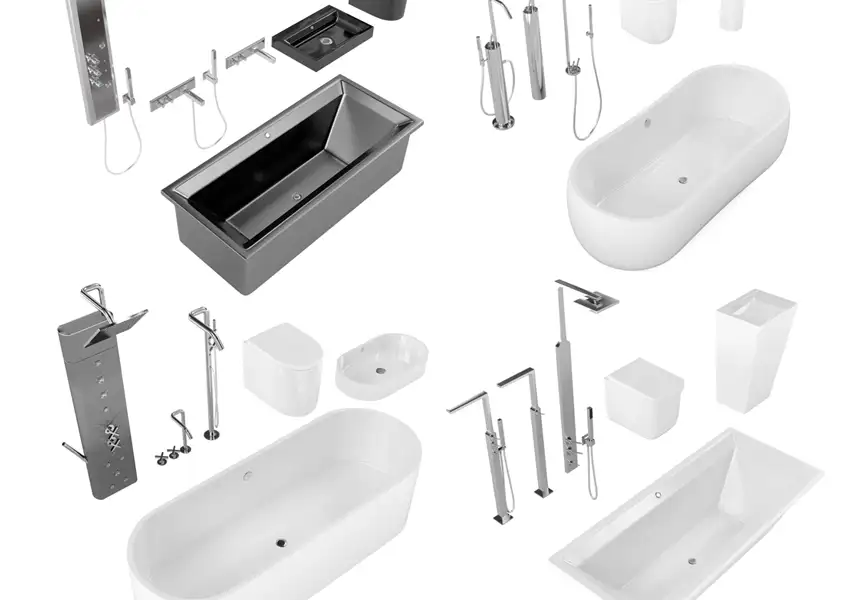 模漾网-281P-卫生间卫浴水槽浴缸马桶淋浴五金部件-模型合集