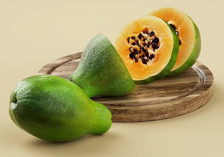 模漾网-1P-切开的木瓜-Papaya-C4D模型