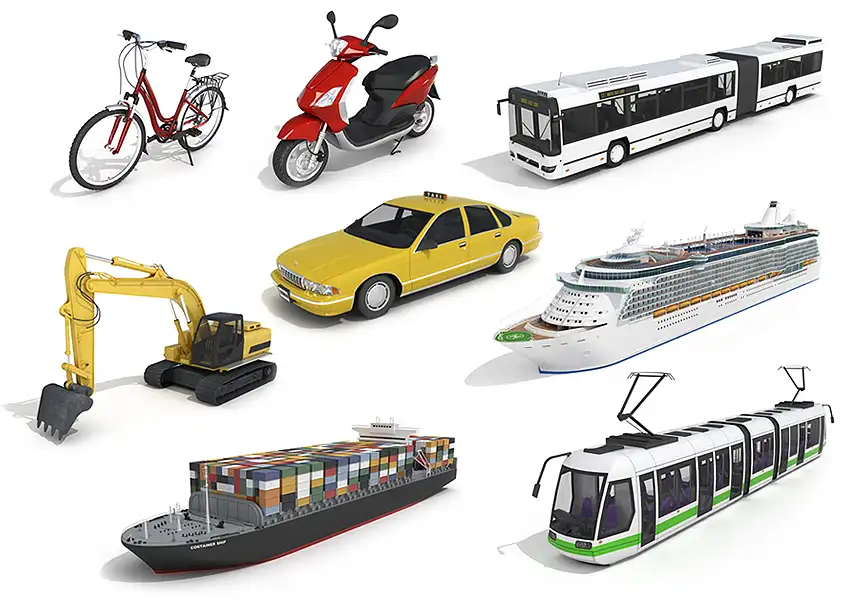 模漾网-38P-交通工具自行车摩托车汽车公交车工程车出租车轮船帆船-模型合集