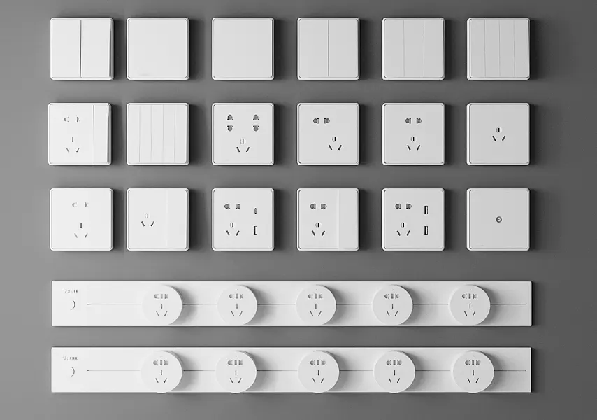 模漾网-1P-电源开关插座轨道插座-3D模型