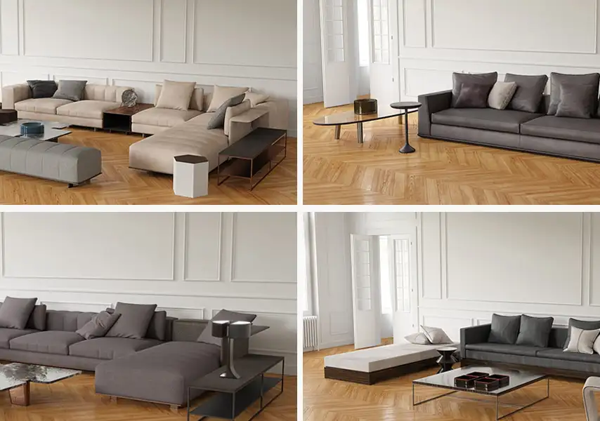 模漾网-20P-客厅沙发居室沙发茶几组合-模型合集