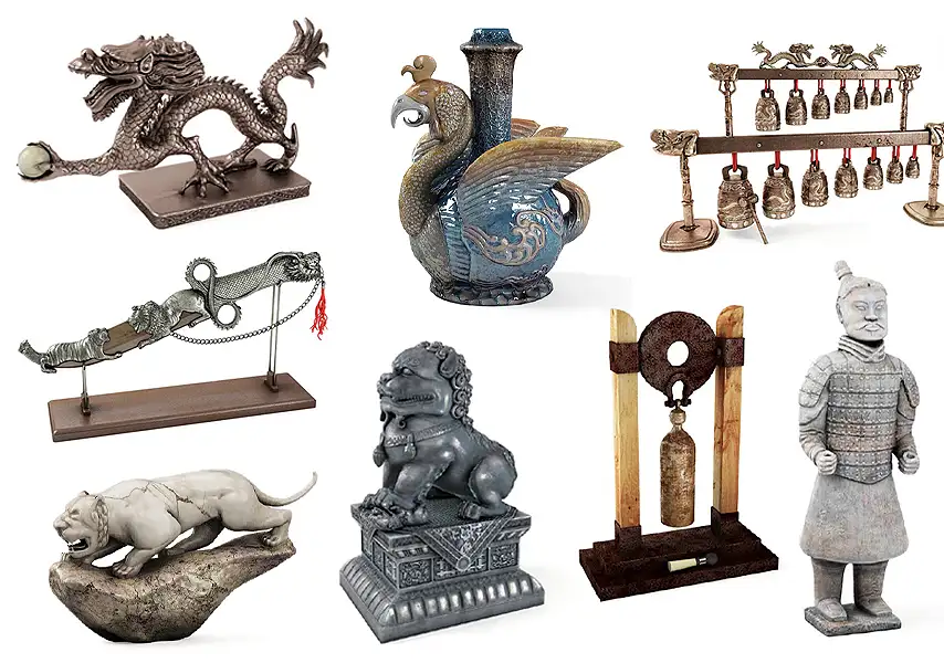 模漾网-41P-中式摆件玩物古董花瓶刀具石雕塑-模型合集