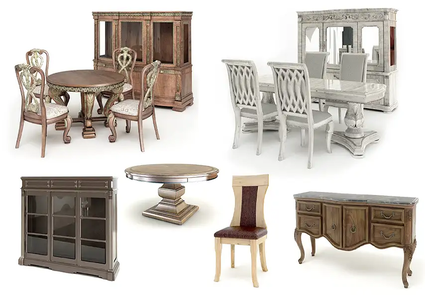 模漾网-70P-家居餐桌椅组合欧式实木家具-模型合集