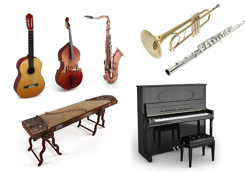 模漾网-47P-乐器吉他小提琴钢琴鼓笛子琴音响-模型合集
