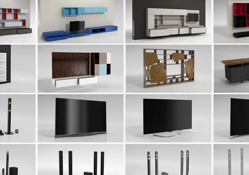 模漾网-76P-家居客厅电视机墙音响柜茶几书柜墙柜-模型合集