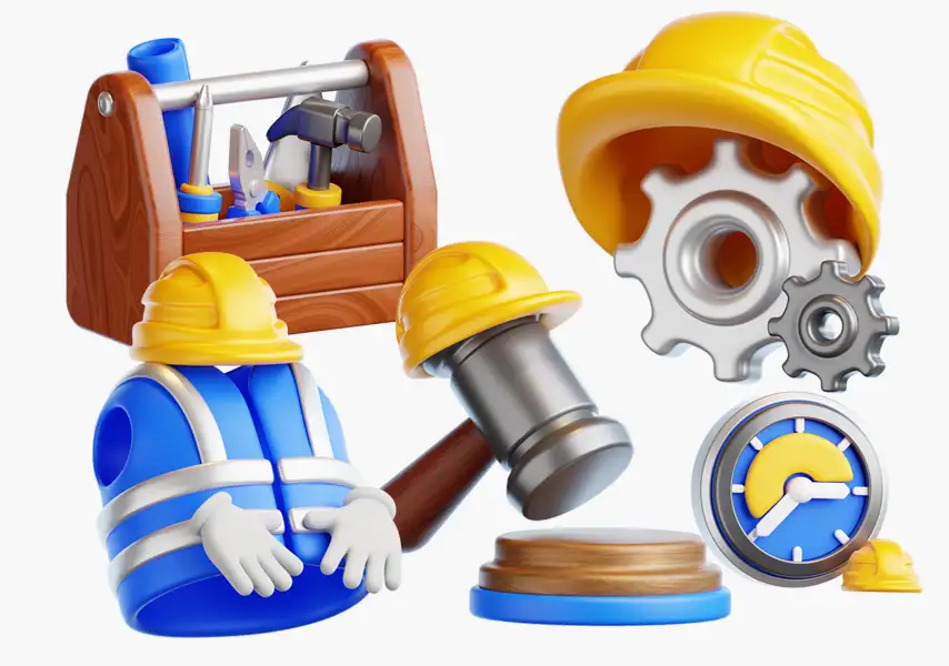 模漾网-15P-建筑工程工具卡通图标-模型合集