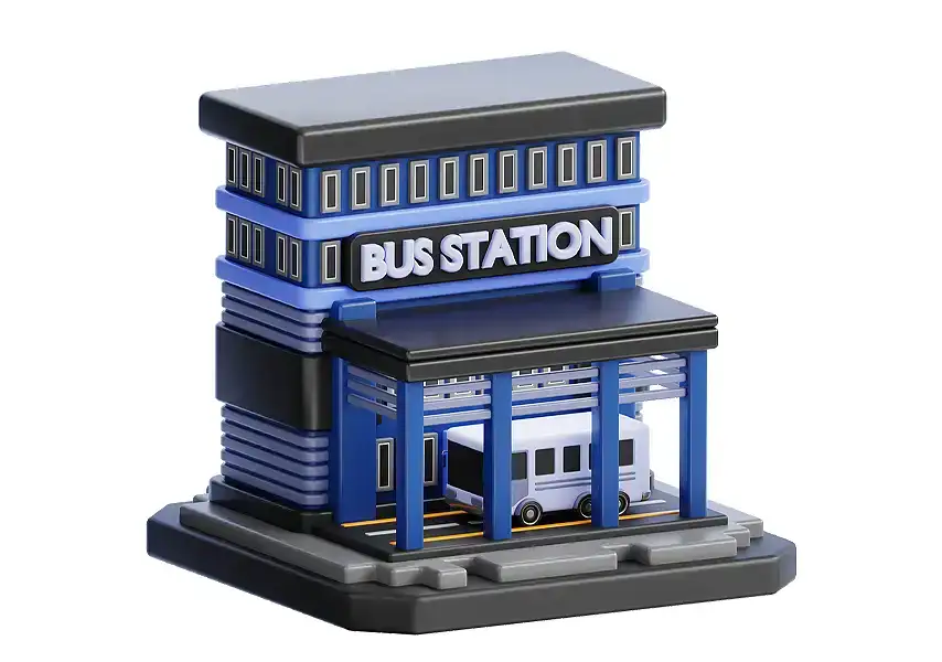 模漾网-1P-卡通建筑图标-公交车站-模型-Bus station-Building