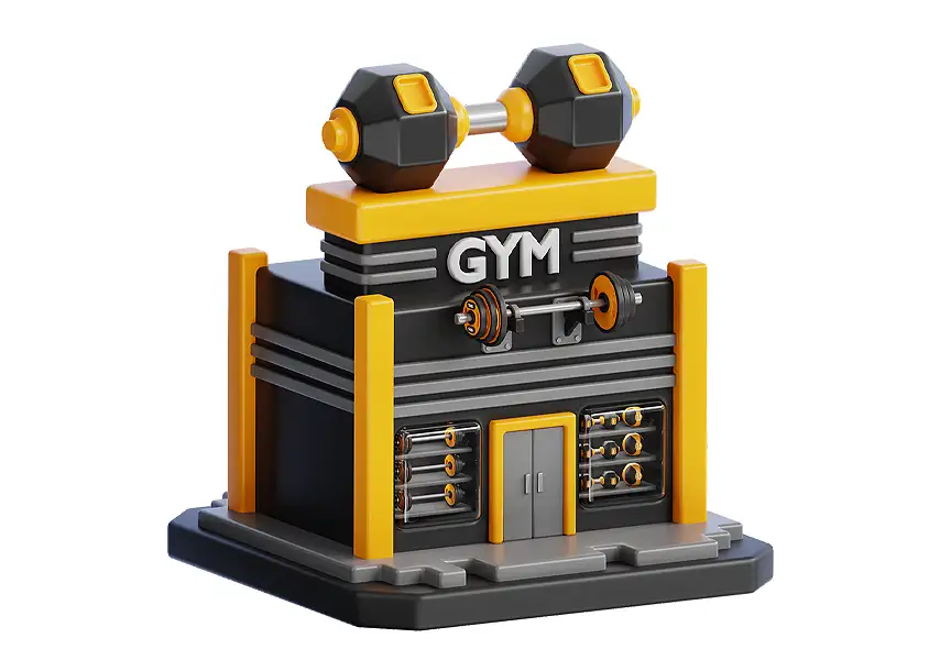 模漾网-1P-卡通建筑图标-健身房-模型-GYM-Building