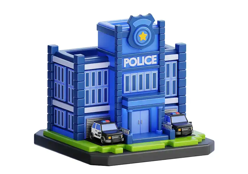 模漾网-1P-卡通建筑图标-警察局-模型-Police station-Building
