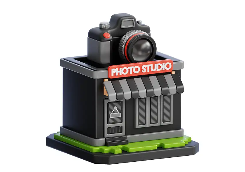 模漾网-1P-卡通建筑图标-摄影工作室-模型-Photography studio-Building