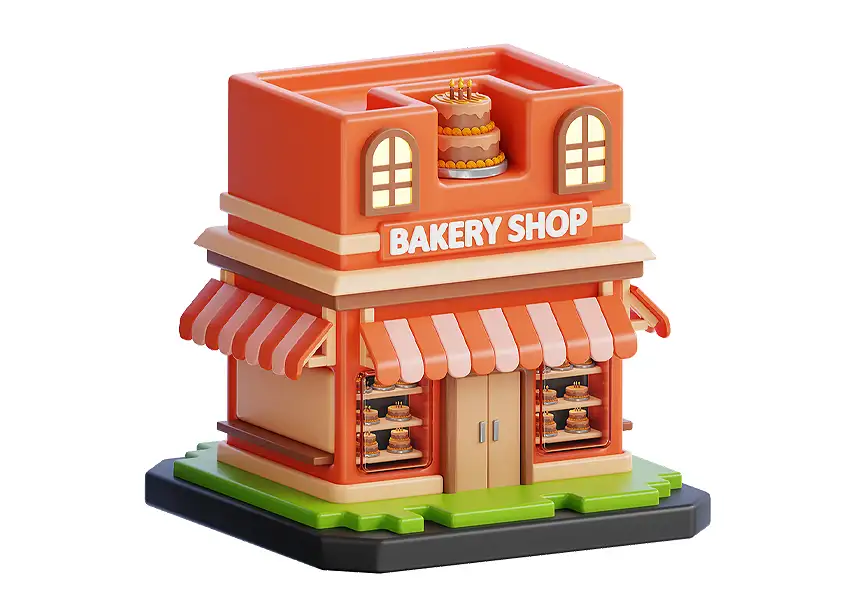 模漾网-1P-卡通建筑图标-甜品蛋糕店烘焙-模型-Bakery-Building