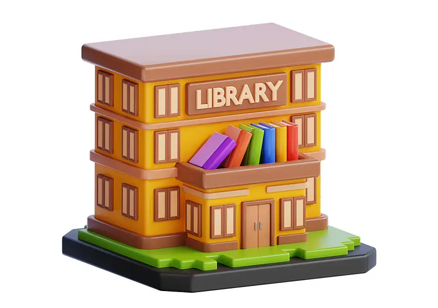 模漾网-1P-卡通建筑图标-图书馆-模型-Library-Building