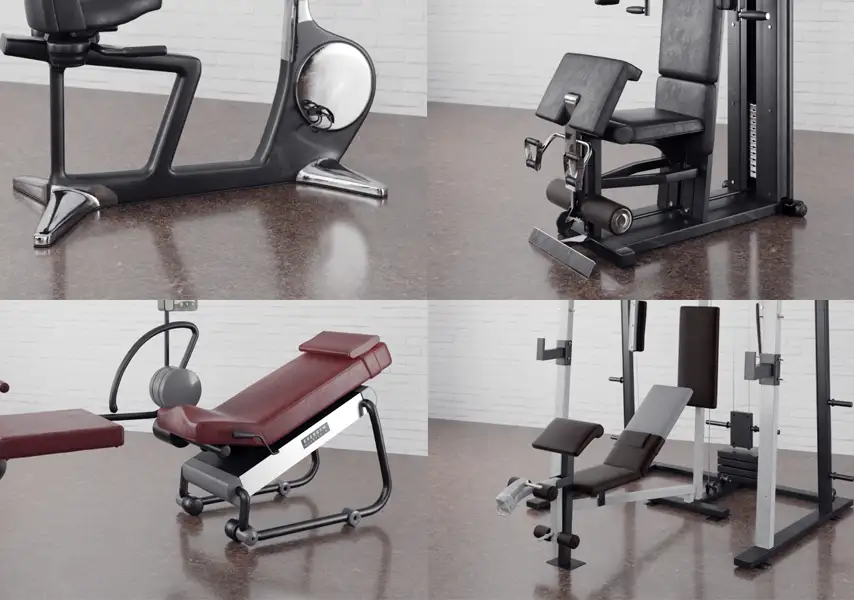 模漾网-34P-健身器材家用训练器材跑步机引体向上健身房器材-模型合集