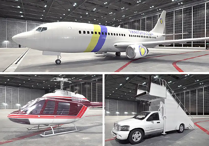 模漾网-20P-交通工具飞机客机直升机飞机拖车货车-模型合集