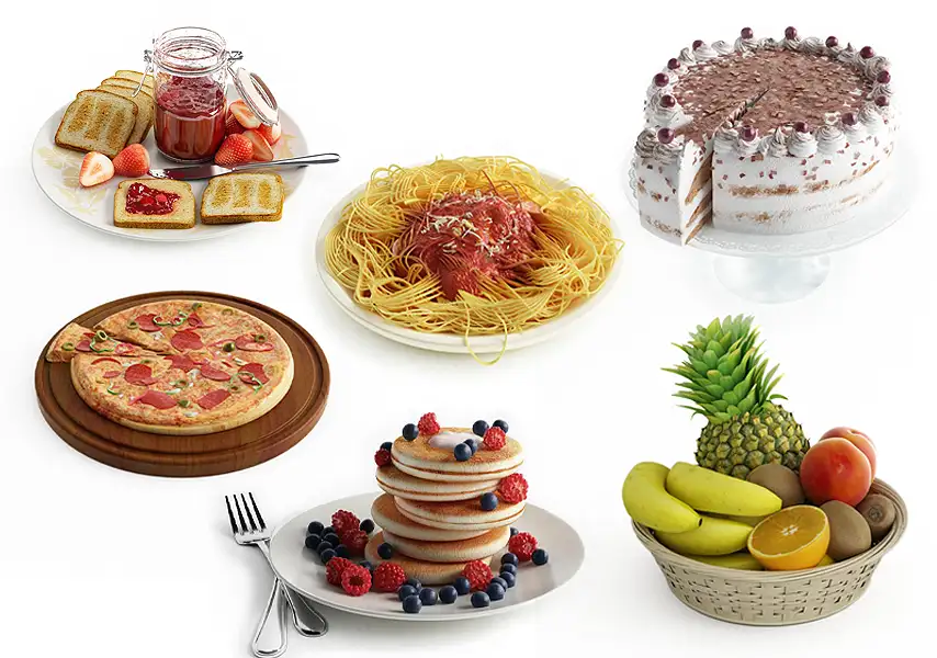 模漾网-50P-美食西式甜点面包寿司意面水果-模型合集