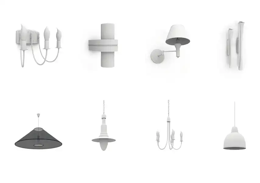 模漾网-115P-灯具装饰吊灯台灯壁灯-白模-模型合集