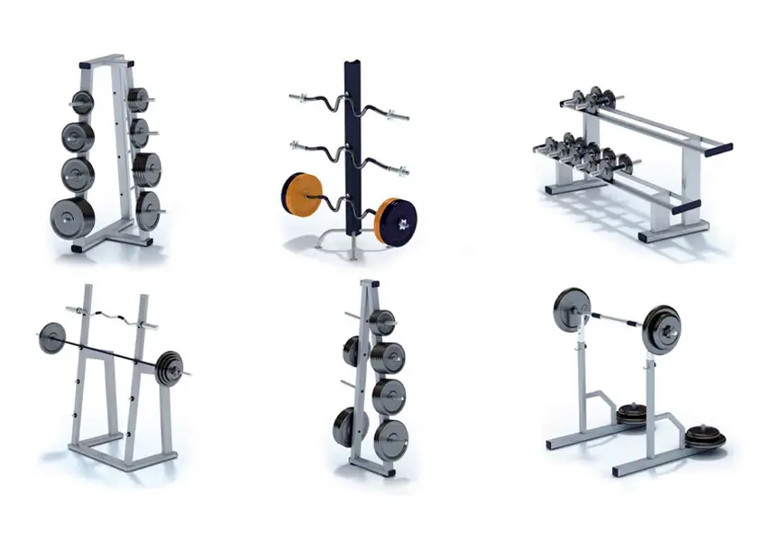 模漾网-96P-健身器材力量训练器材杠铃哑铃多功能跑步机动感单车-模型合集