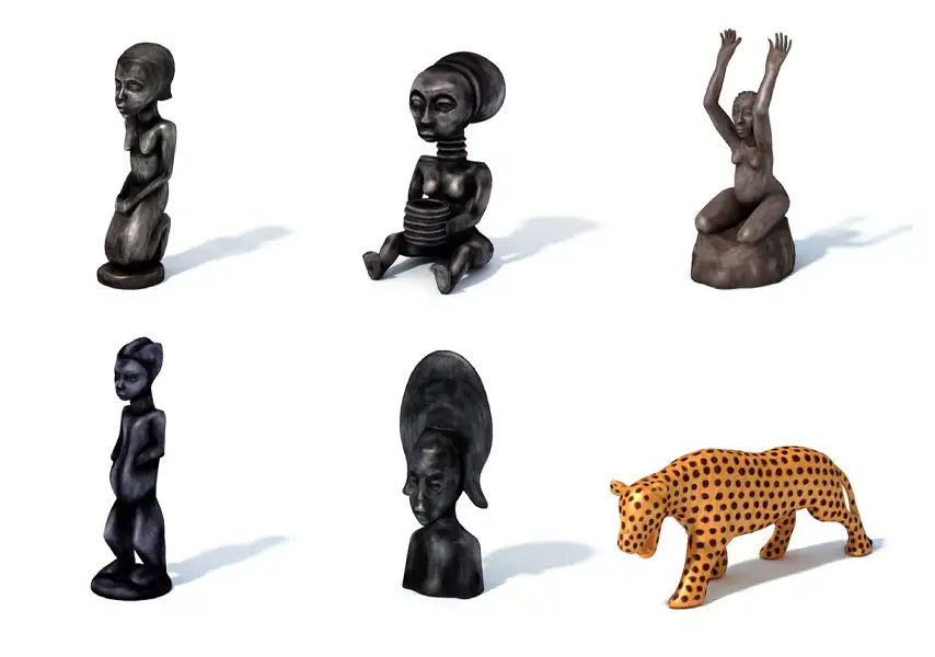 模漾网-114P-非洲传统工艺品动物造型装饰性器皿-模型合集