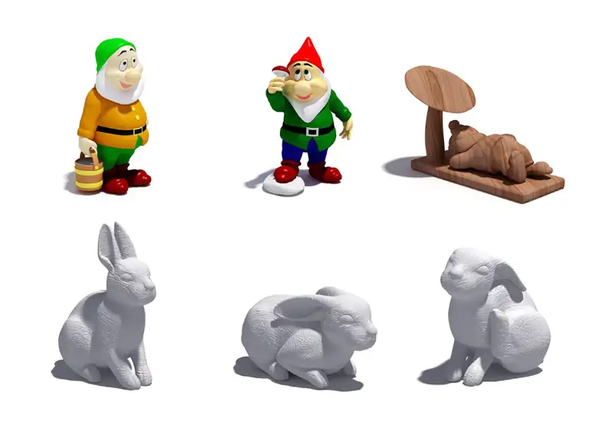 模漾网-50P-火烈鸟手蜗牛大象天使大卫兔子蘑菇雕刻雕塑寓言故事人物-模型合集