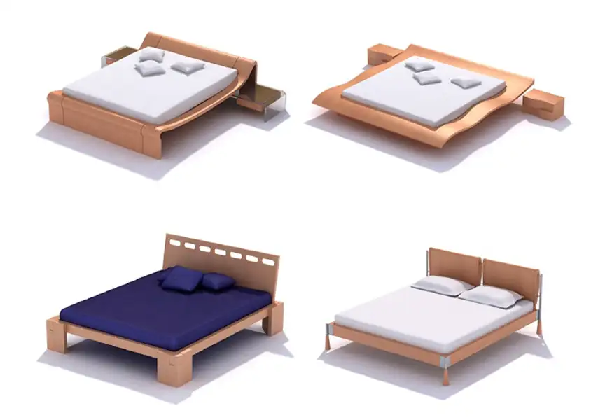 模漾网-96P-单人双人床型床上被子用品-模型合集