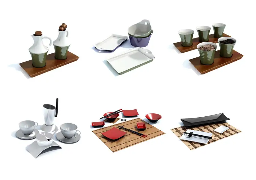 模漾网-100P-餐厅装饰食材食物钟表摆件-模型合集