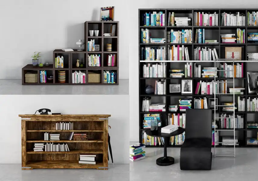 模漾网-60P-家居书本书籍书柜书架组合画框装饰-模型合集