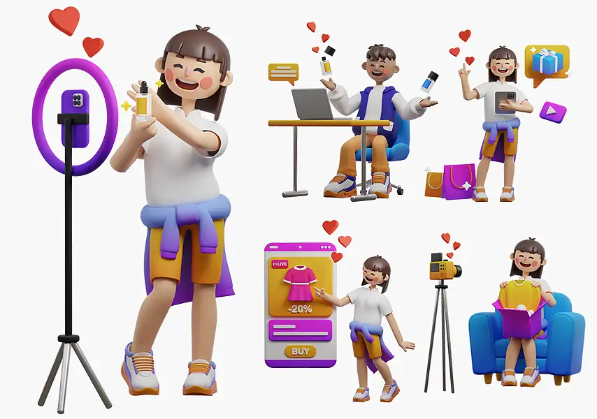 模漾网-12P-直播电商3D图标-3D Icon Pack-模型合集