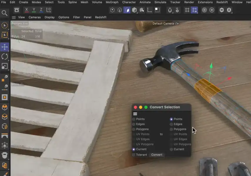 模漾网-Cinema 4D官方教程-C4DQuickTip 4- 如何在 Cinema 4D 中将一种类型的选择转换为另一种类？