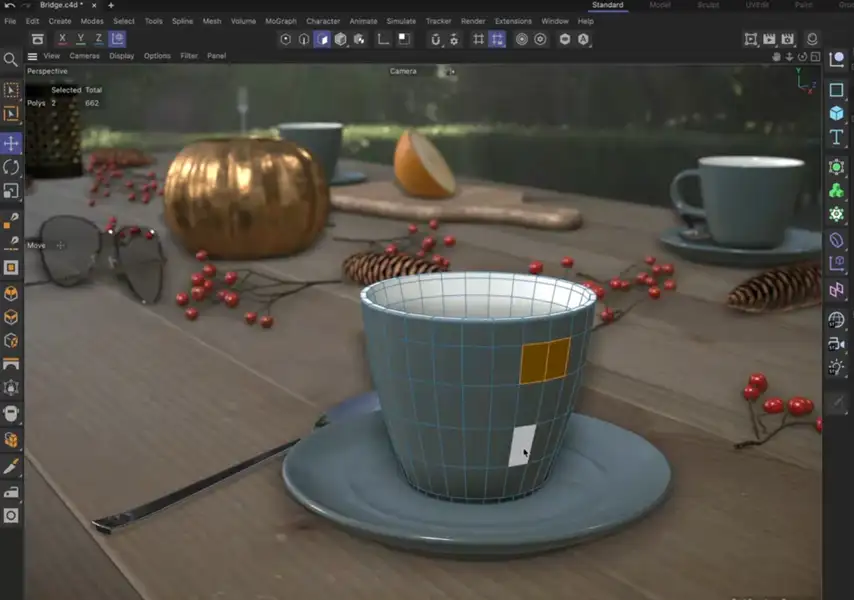 模漾网-Cinema 4D官方教程-如何在 Cinema 4D 中使用 Bridge工具的正常模式?