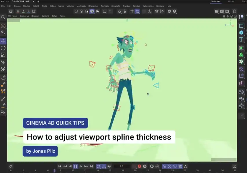 模漾网-Cinema 4D官方教程-如何在Cinema 4D中调整视口样条粗细？