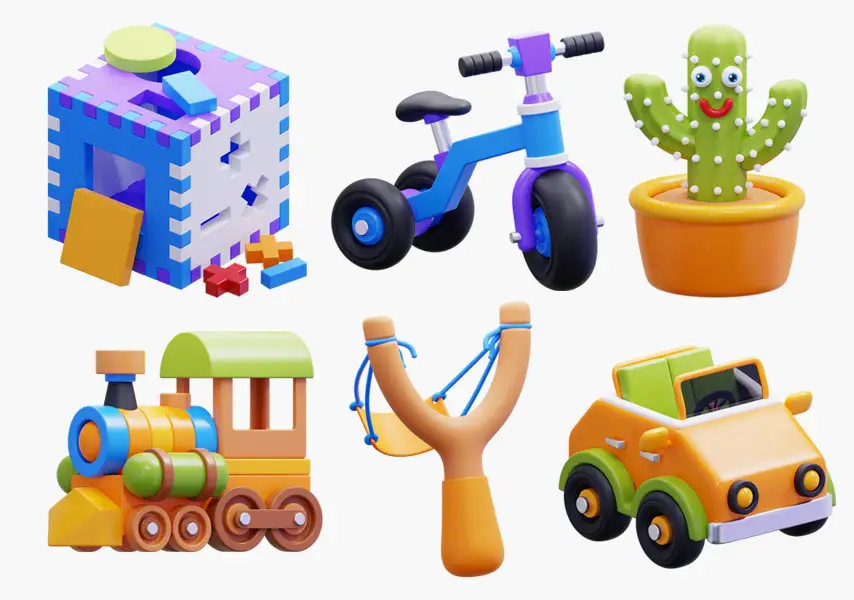 模漾网-10P-儿童亲子玩具模型-Baby Toys 3D Icon Pack
