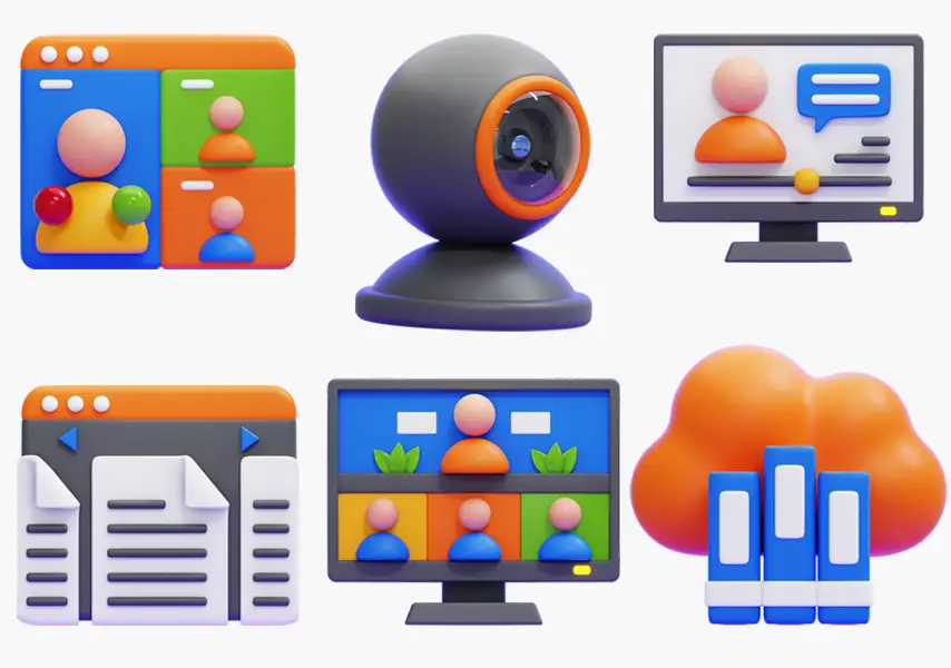 模漾网-25P-互联网知识在线教育学习-3D图标-模型合集