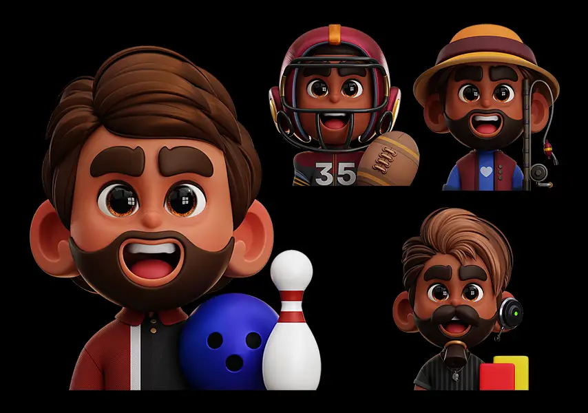 模漾网-4P-生活爱好角色卡通人物-模型合集