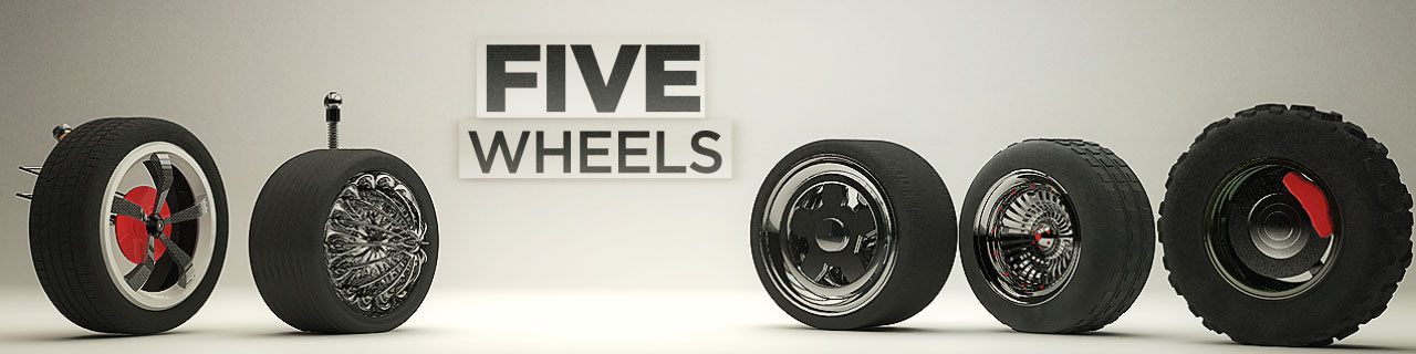 模漾网-5P-汽车轮胎轮毂-模型-Five Wheels